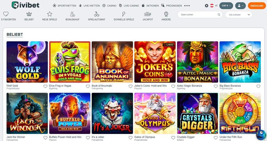 Ivibet Casino Spiele