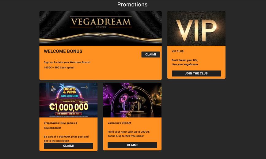 Vegadream Casino Promotions